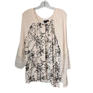 LIV Los Angeles Women Blouse Top Shirt Size Medium Embroidered Boho